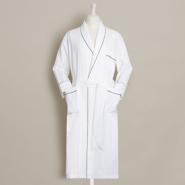 Linen Dressing Gown In White