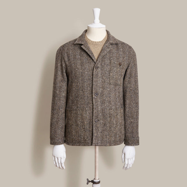 Artisan Woven Herringbone Jacket No. 2 In Light Brown