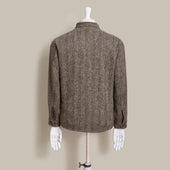 Artisan Woven Herringbone Jacket No 2 In Light Brown
