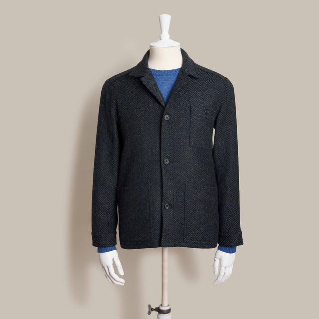 Artisan Woven Herringbone Jacket No. 2 In Navy
