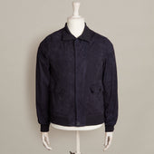 Suede Blouson Jacket In Navy