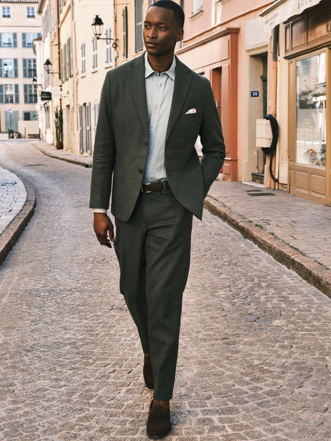 Dark Green Linen Suit