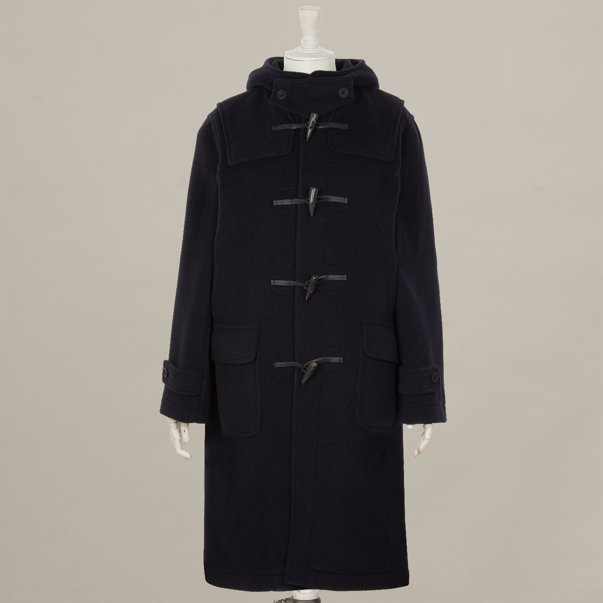 Long Woollen Duffle Coat With Hood In