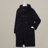 Long Woollen Duffle Coat With Hood In