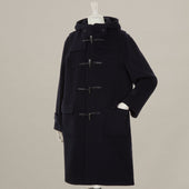 Long Woollen Duffle Coat With Hood In