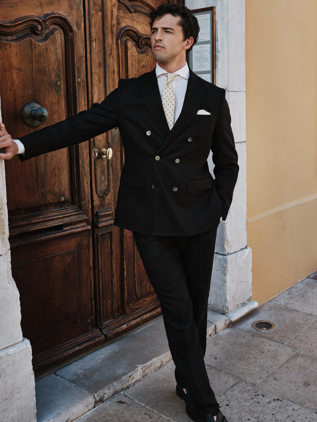 Double Breasted Linen Suit