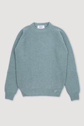 Crewneck sweater in pure cashmere, crafted in a herringbone English rib knit. Green - Timo