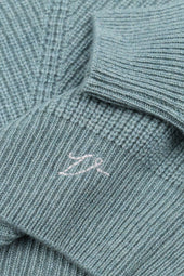 Crewneck sweater in pure cashmere, crafted in a herringbone English rib knit. Green - Timo