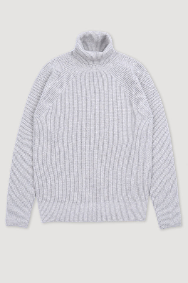Ribbed turtleneck sweater crafted from pure cashmere. Grey - Silver grey