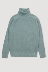 Ribbed turtleneck sweater crafted from pure cashmere. Green - Timo