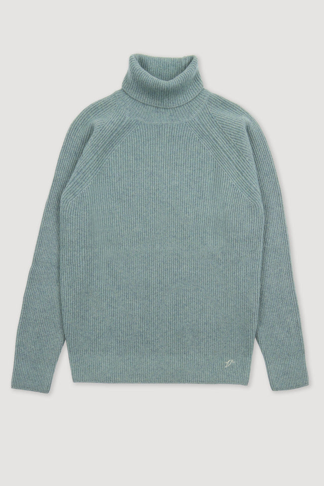 Ribbed turtleneck sweater crafted from pure cashmere. Green - Timo