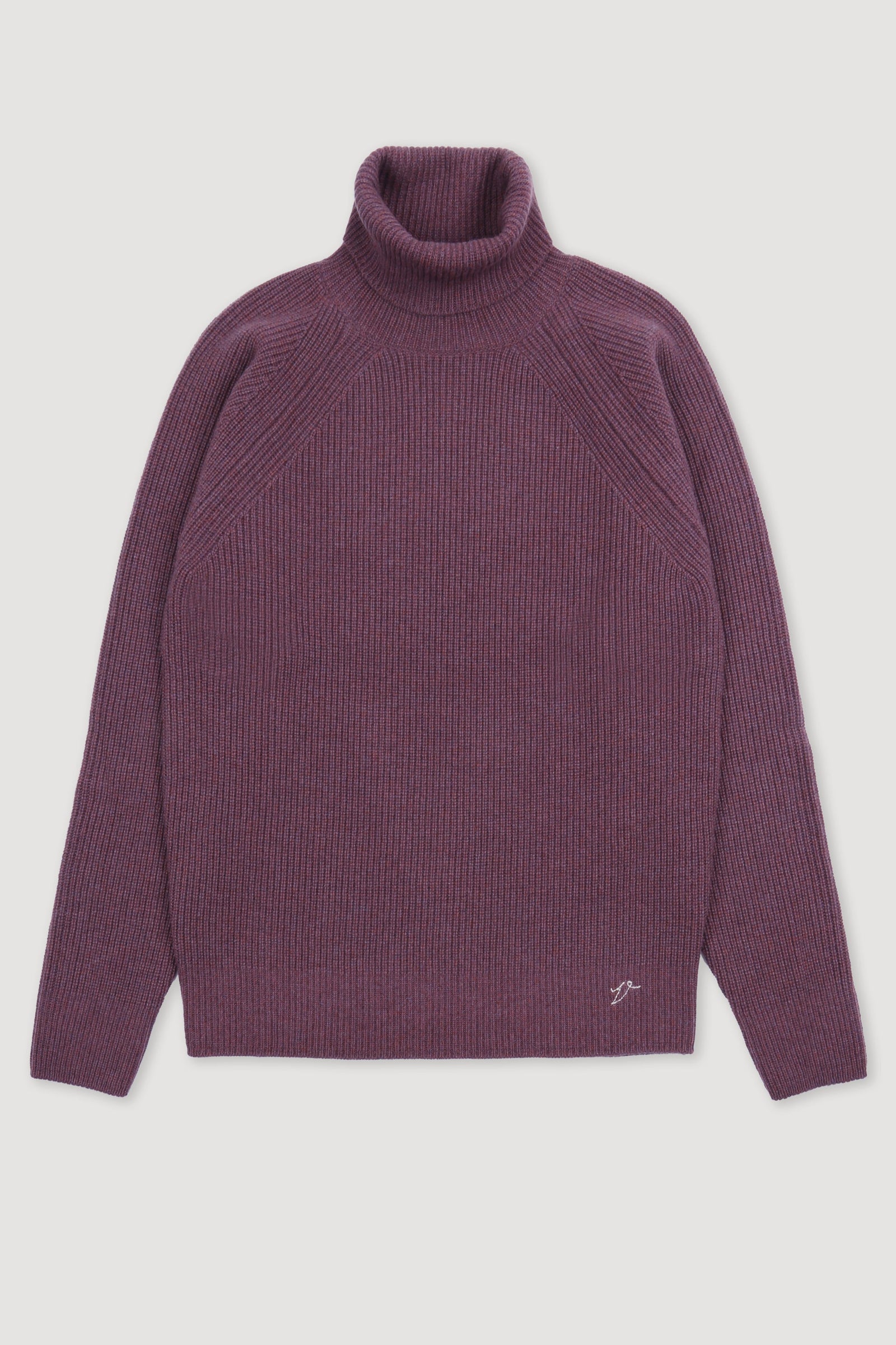 Ribbed Turtleneck Sweater Crafted From Pure Cashmere Purple Raisin