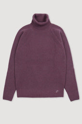 Ribbed turtleneck sweater crafted from pure cashmere. Purple - Raisin
