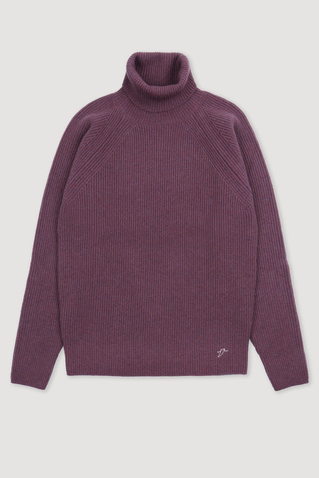 Ribbed turtleneck sweater crafted from pure cashmere. Purple - Raisin