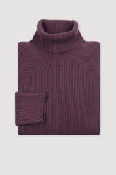 Ribbed turtleneck sweater crafted from pure cashmere. Purple - Raisin