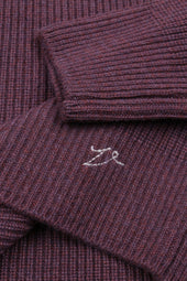 Ribbed turtleneck sweater crafted from pure cashmere. Purple - Raisin