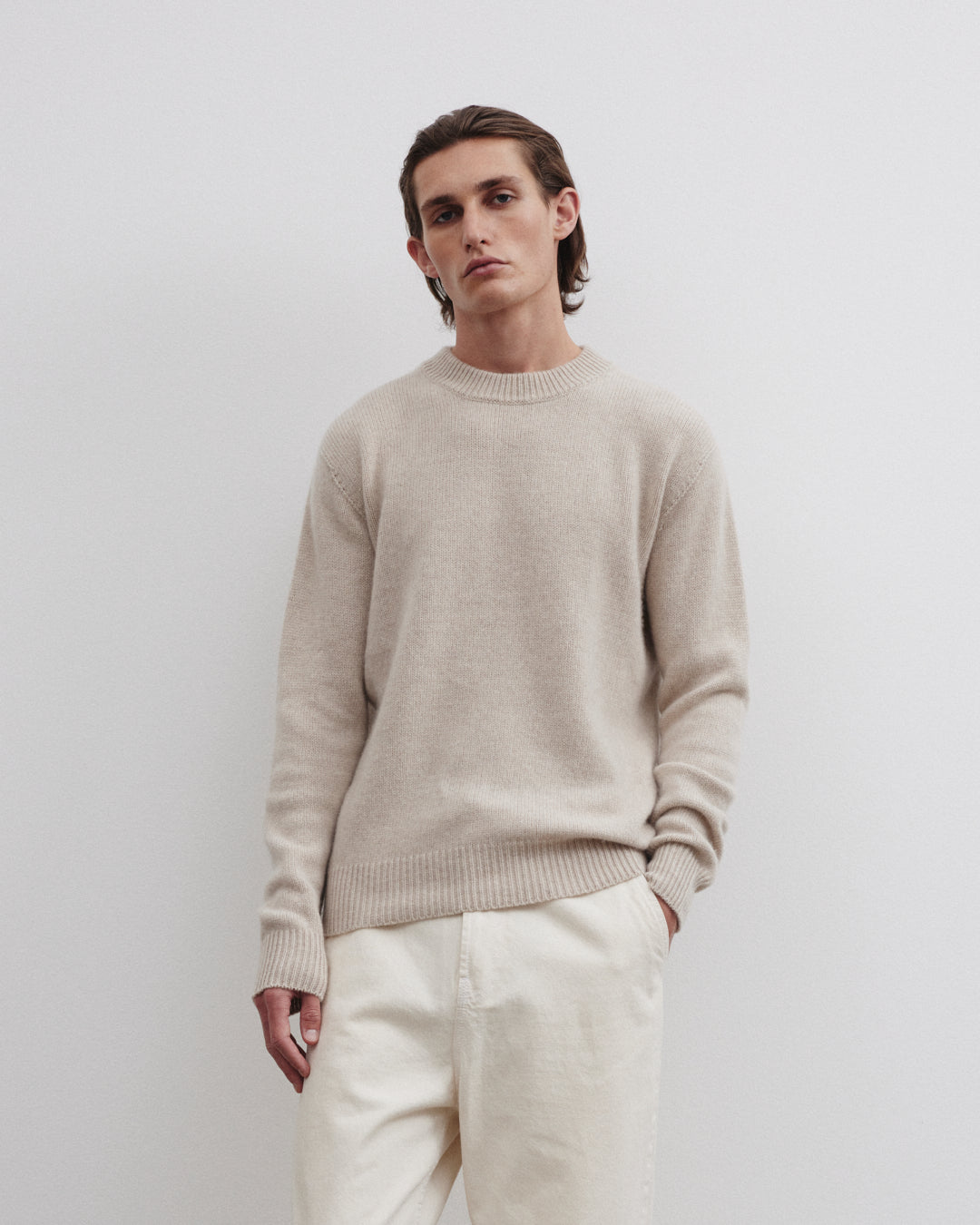 Cashmere Crew Neck Sweater Beige Dust