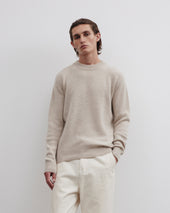 Cashmere crew neck sweater. Beige - Dust