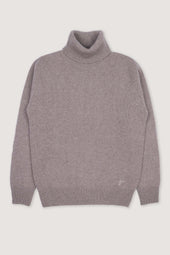Cashmere turtleneck sweater. Brown - Wood
