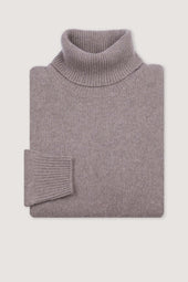 Cashmere turtleneck sweater. Brown - Wood