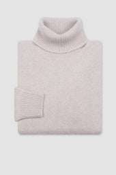 Cashmere turtleneck sweater. Beige - Dust