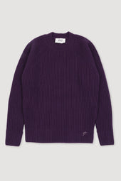 Ribbed crewneck sweater in cashmere - Purple
