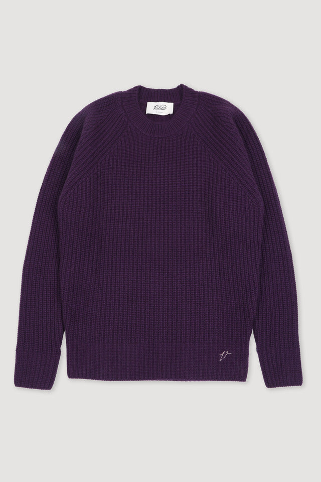 Ribbed crewneck sweater in cashmere - Purple