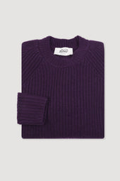 Ribbed crewneck sweater in cashmere - Purple
