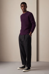 Ribbed crewneck sweater in cashmere - Purple