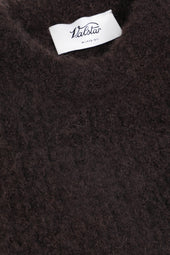 Crew neck sweater in cashmere-alpaca-silk bouclè yarn. Brown - Moro