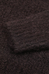 Crew neck sweater in cashmere-alpaca-silk bouclè yarn. Brown - Moro