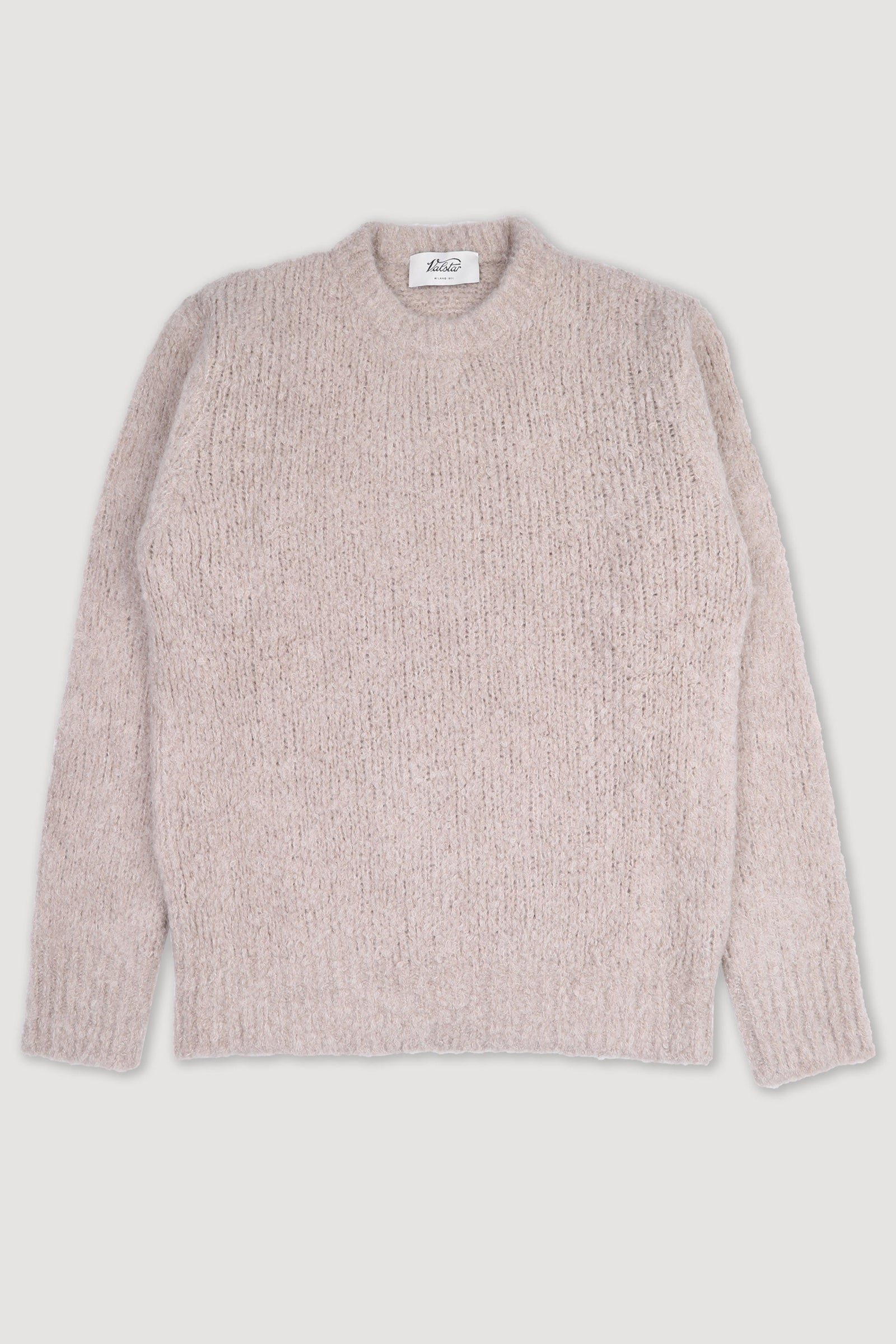 Crew Neck Sweater In Cashmere Alpaca Silk Boucl Yarn Beige Sable