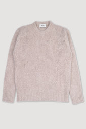 Crew neck sweater in cashmere-alpaca-silk bouclè yarn. Beige - Sable
