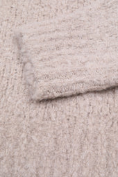 Crew neck sweater in cashmere-alpaca-silk bouclè yarn. Beige - Sable