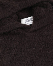 Hoodie sweater in cashmere-alpaca-silk bouclè yarn. Brown - Moro