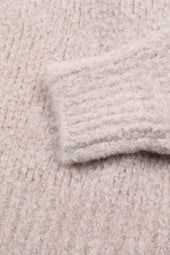 Hoodie sweater in cashmere-alpaca-silk bouclè yarn. Beige - Sable
