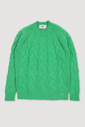 Aran crew neck sweater in cashmere - Bright green