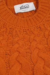 Aran crew neck sweater in cashmere - Orange