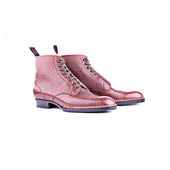 Derby ankle boots with plain tip in Chestnut Bison leather