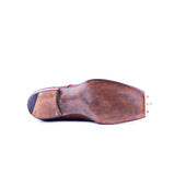 Derby Ankle Boots With Plain Tip In Chestnut Bison Leather