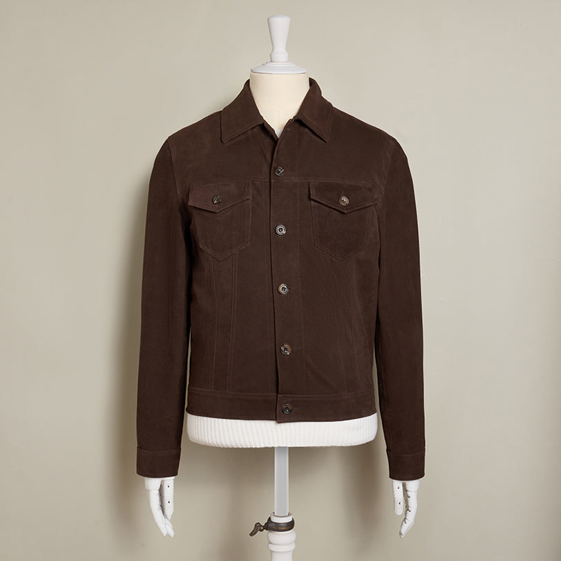 Button Through Suede Jacket In