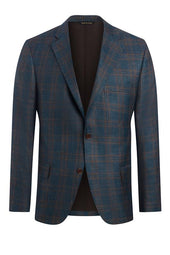Aquamarine Wool, Silk and Linen Plaid Jacket