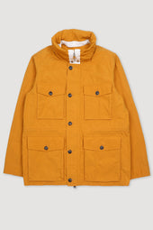 Concealed hood field Jacket in water repellent cotton-nylon fabric. Unlined. Yellow - Duck