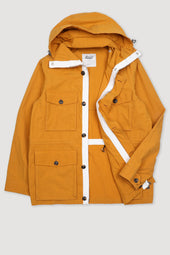 Concealed hood field Jacket in water repellent cotton-nylon fabric. Unlined. Yellow - Duck