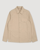Overshirt Jacket in water repellent cotton-nylon fabric. Unlined. Beige - Mou