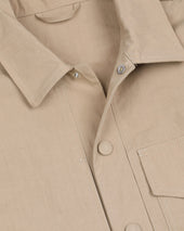 Overshirt Jacket in water repellent cotton-nylon fabric. Unlined. Beige - Mou