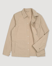 Overshirt Jacket in water repellent cotton-nylon fabric. Unlined. Beige - Mou