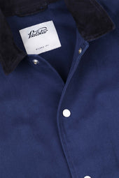 Unlined work Jacket in cotton canvas with suede collar - Blue