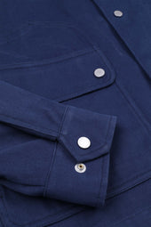 Unlined work Jacket in cotton canvas with suede collar - Blue