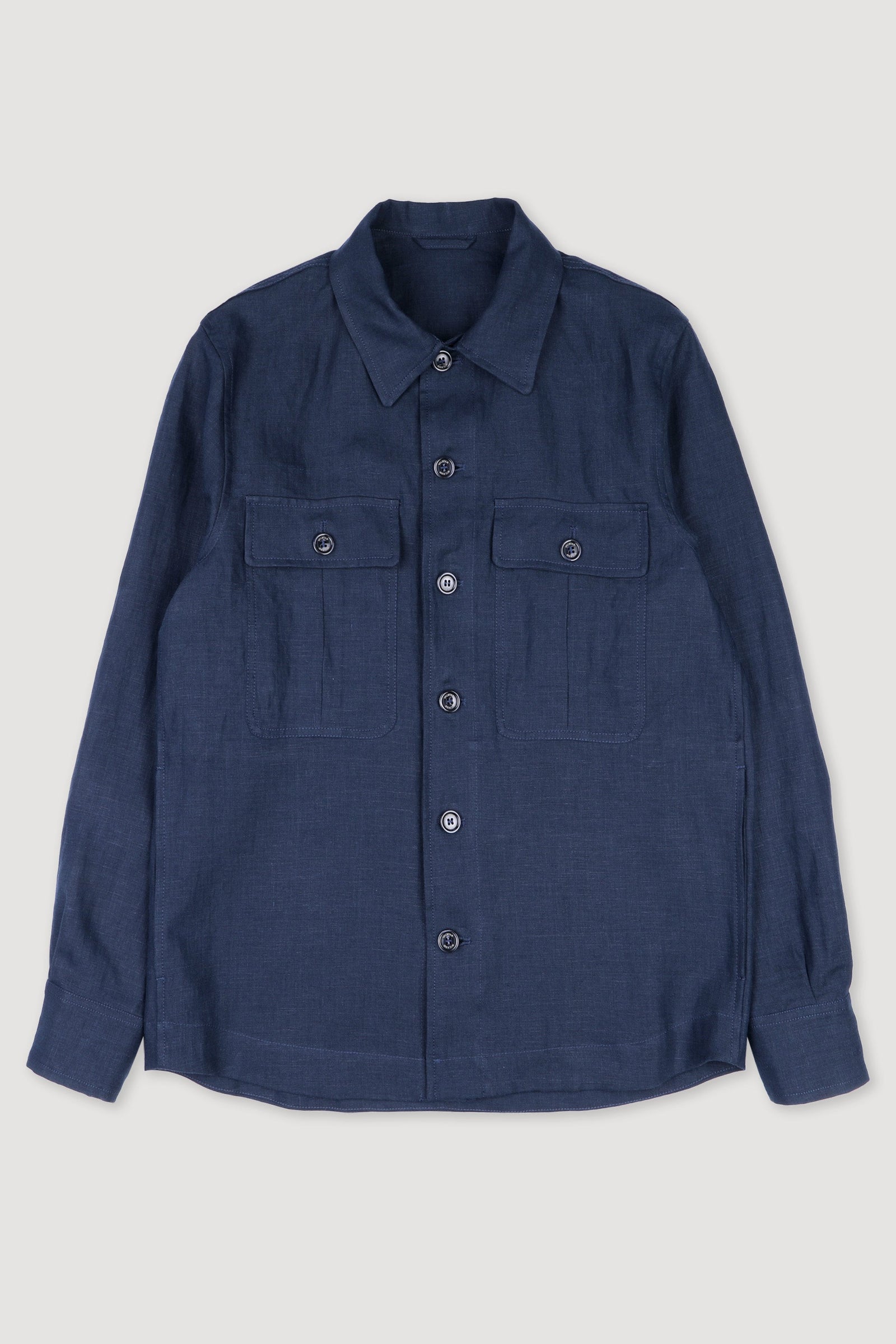 Antonio Linen Overshirt Unlined Blu Notte